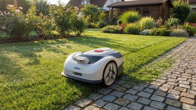 Découvrez la RoboUP Raccoon 2 SE, une tondeuse robot intelligente conçue pour les petits chantiers