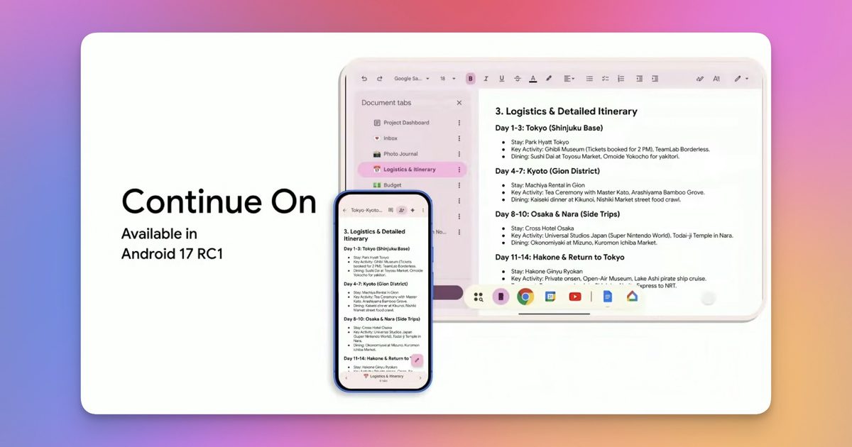 Android 17 obtient enfin la fonctionnalité Handoff d'Apple, et il est temps