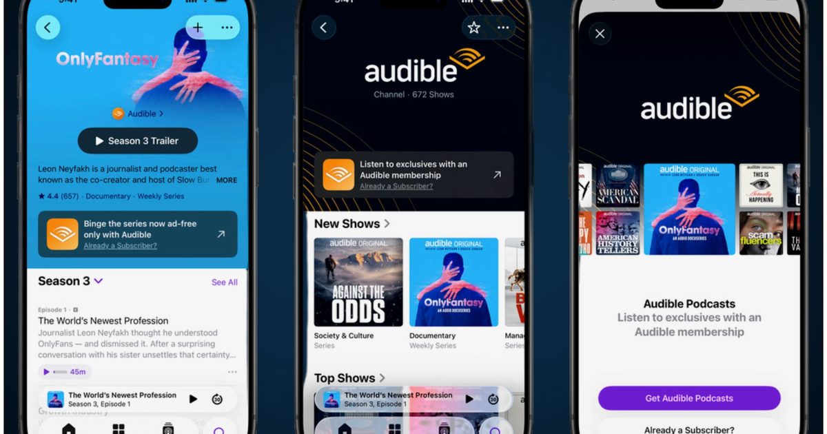 Vous pouvez maintenant diffuser les meilleurs podcasts d'Audible directement depuis Apple Podcasts